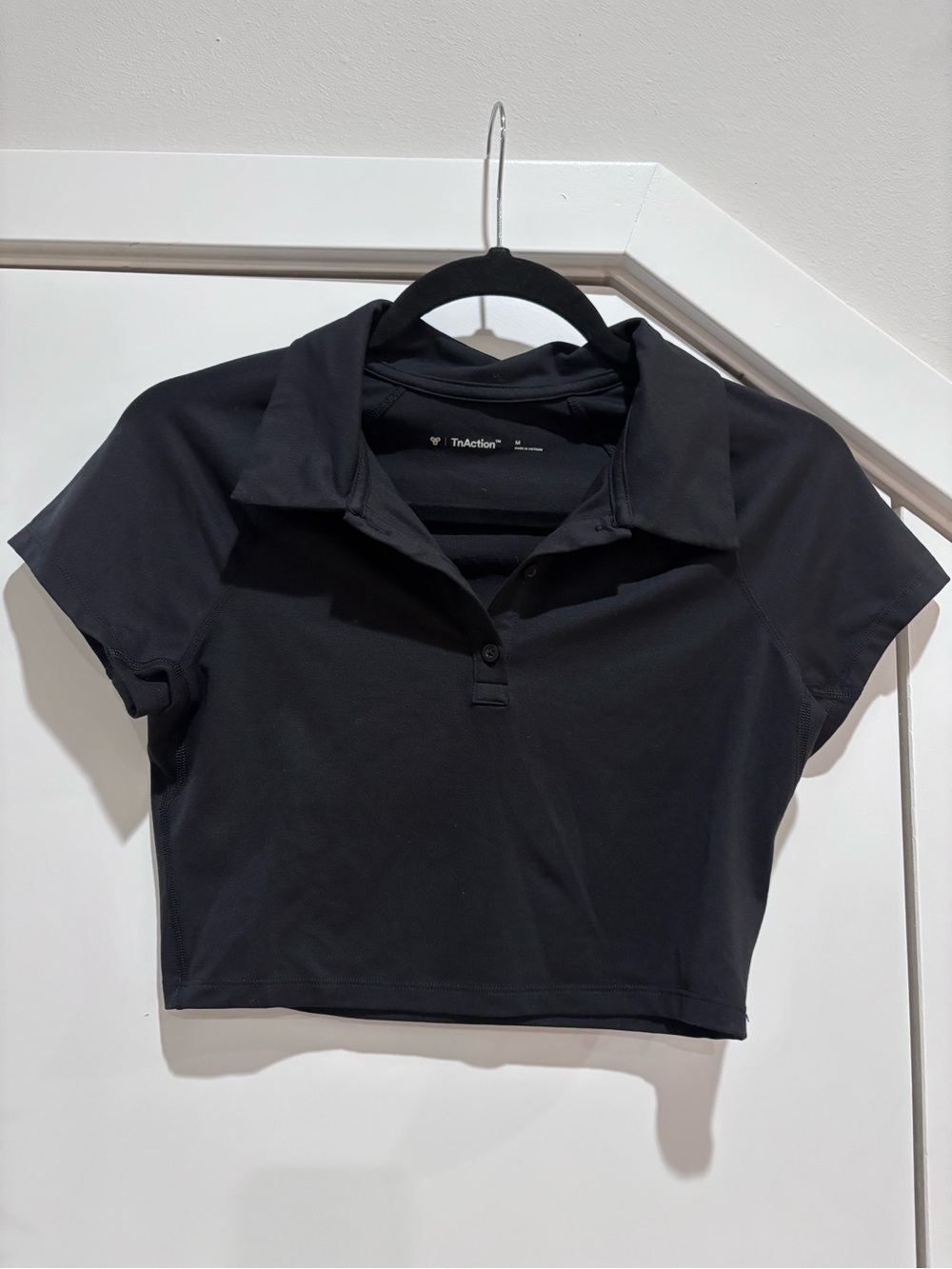 TNA Black Cropped Polo Top